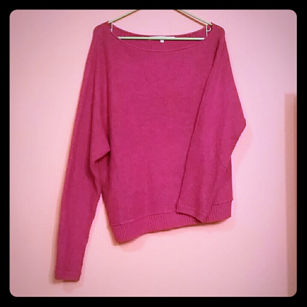 Fuchsia Off-Shoulder  Rachel Roy Knit Sweater